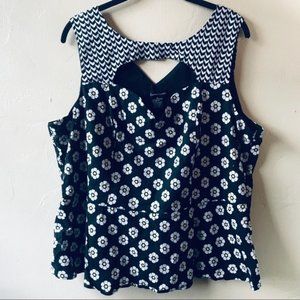 Cotton Express Daisy Floral Print Peplum Top 2X